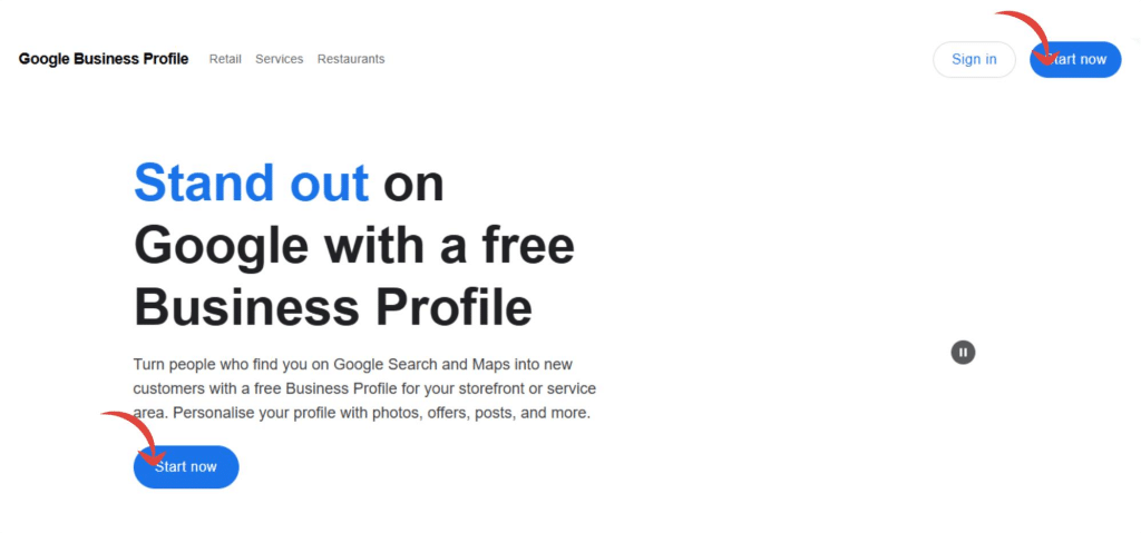 A screenshot of business.google.com homepage