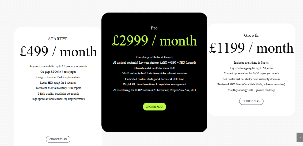 SEo services pricing