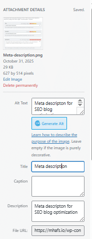 A screenshot of WordPress Dahsboard editor 