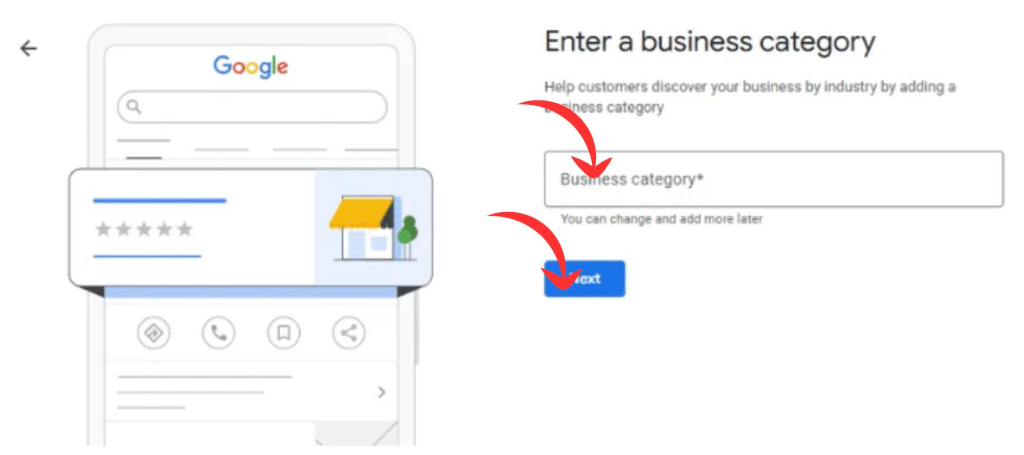 Enter the category of your Business