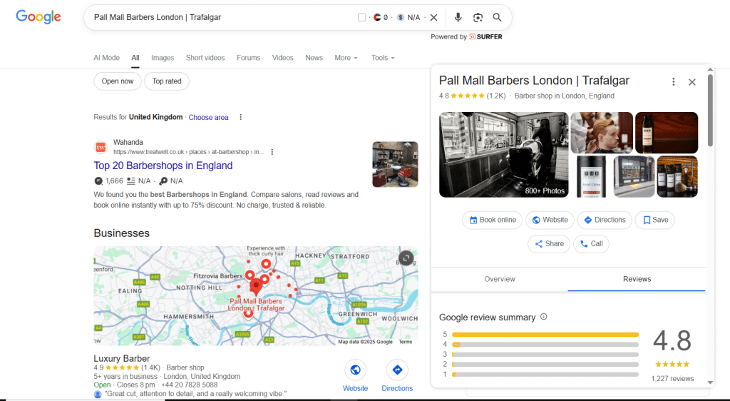 A screenshot of Google My Business Profile